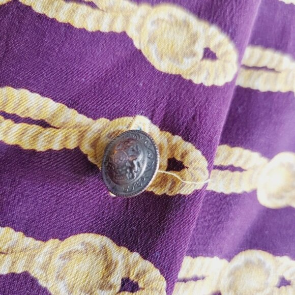 Vintage Liz Claiborne Pure Silk Equestrian Novelty Military Print Preppy Blouse - Picture 6 of 8